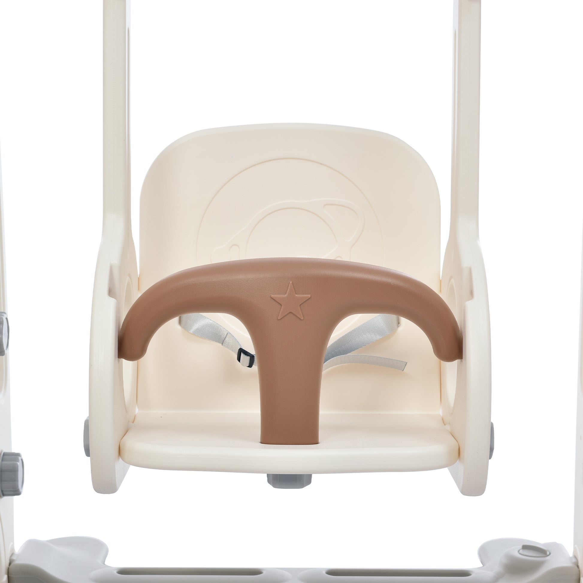 4 In 1 Toddler Slide And Swing Set, Kids Playground Climber Slide Playset With Basketball Hoop,Freestanding Combination For Babies Coffee 50 99 Lbs Hdpe