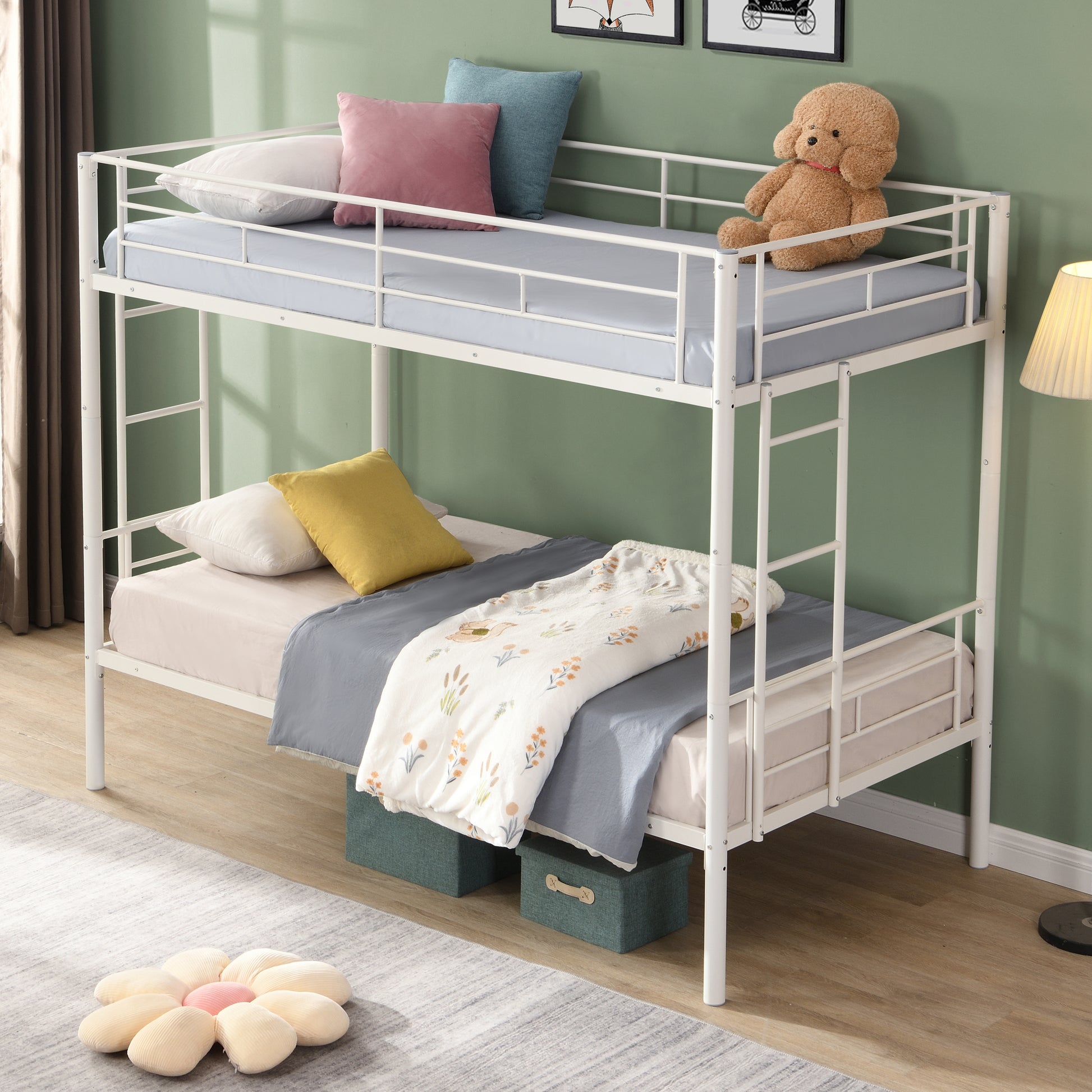 Metal Bunk Bed White White Metal