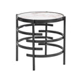 Elegant Pandora Sintered Stone End Table, Darker Gray Small Coffee Table For Living Room 20.67''W X 20.67''D X 21.65''H Gray Iron