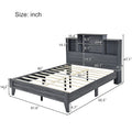 Queen Size Storage Platform Bed Frame With 4 Open Storage Shelves And Usb Charging Design,Gray Gray Solid Wood Mdf