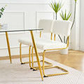 Modern Simple Table And Chair Set, One Table And Four Chairs. Transparent Tempered Glass Top, Gold Plated Legs. Gold Plated Metal Chair Legs Set Of 5 White Gold Dining Room Rectangular Kitchen &