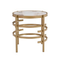 Modern Side Table, Pandora Sintered Stone End Table, Golden Small Coffee Table, 20.67''W X 20.67''D X 21.65'H Golden Iron