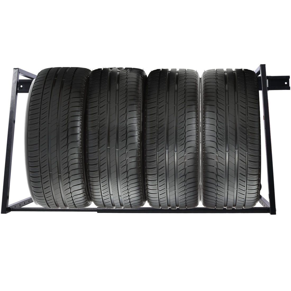 Heavy Duty Adjustable Garage Wall Multi Tire Rack Storage, Black Black Steel