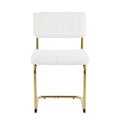 Modern Simple Table And Chair Set, One Table And Four Chairs. Transparent Tempered Glass Top, Gold Plated Legs. Gold Plated Metal Chair Legs Set Of 5 White Gold Dining Room Rectangular Kitchen &