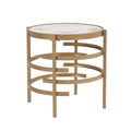 Modern Side Table, Pandora Sintered Stone End Table, Golden Small Coffee Table, 20.67''W X 20.67''D X 21.65'H Golden Iron