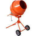 370W Portable Electric Concrete Mixer Cement Mixing Barrow Machine Mixing Mortar Handle With Wheel 4.6 Cu Ft. Orange Steel