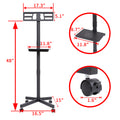 Mobile Tv Stand On Wheels, Height Adjustable Tilt Rolling Tv Stand With Media Shelf For 23 60 Inch Led, Lcd, Oled Flat&Curved Tvs, Holds Up To 55Lbs, Max Vesa 400X400Mm Black Stainless Steel