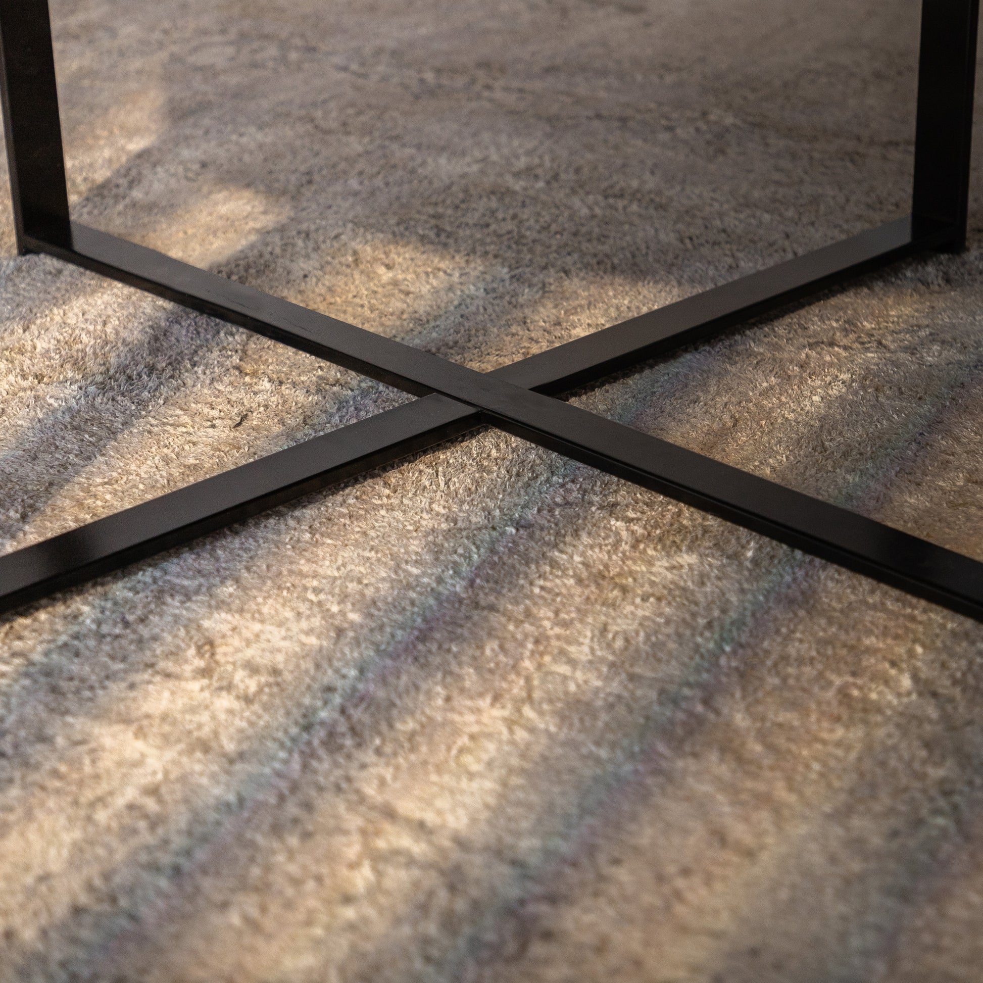 33.46"Retro Drawing Technology Splicing Round Coffee Table,Fir Wood Table Top With Black Cross Legs Base Natural Mdf Steel