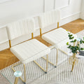 Modern Simple Table And Chair Set, One Table And Four Chairs. Transparent Tempered Glass Top, Gold Plated Legs. Gold Plated Metal Chair Legs Set Of 5 White Gold Dining Room Rectangular Kitchen &
