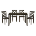 Classic Transitional 5Pc Dining Set Dining Table And Four Side Chairs Set Charcoal Finish Lattice Back Chairs Wooden Dining Furniture Set Wood Wood Charcoal Seats 4 Wood Dining Room 48 Inches Casual,Classic,Transitional 4 Leg Rectangular Dining Table
