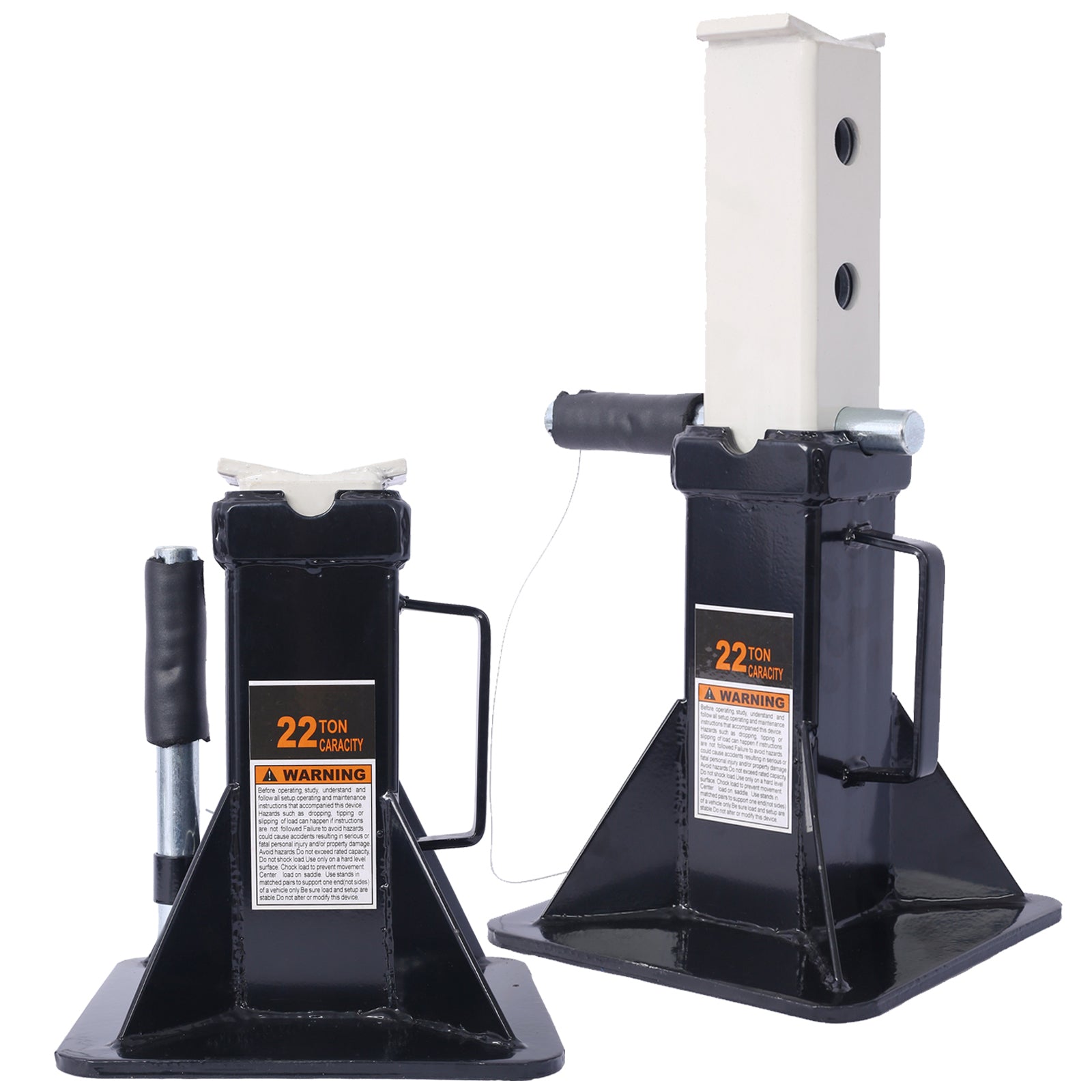 Heavy Duty Pin Type Professional Car Jack Stand With Lock, 22 Ton 44,000 Lb Capacity, Black, 1 Pair Black Steel
