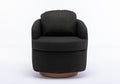 035 Linen Fabric Swivel Accent Chair With Soild Wood Round Brown Base Leg,Dark Gray Dark Gray Brown Primary Living Space Modern Eucalyptus Foam Linen