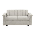 Convertible Soft Cushion Sofa Pull Bed ,For Two People To Sit On Beige Polyester