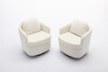 035 Boucle Fabric Swivel Accent Chair With Soild Wood Round Brown Base Leg,Ivory Ivory Brown Primary Living Space Modern Eucalyptus Foam Boucle