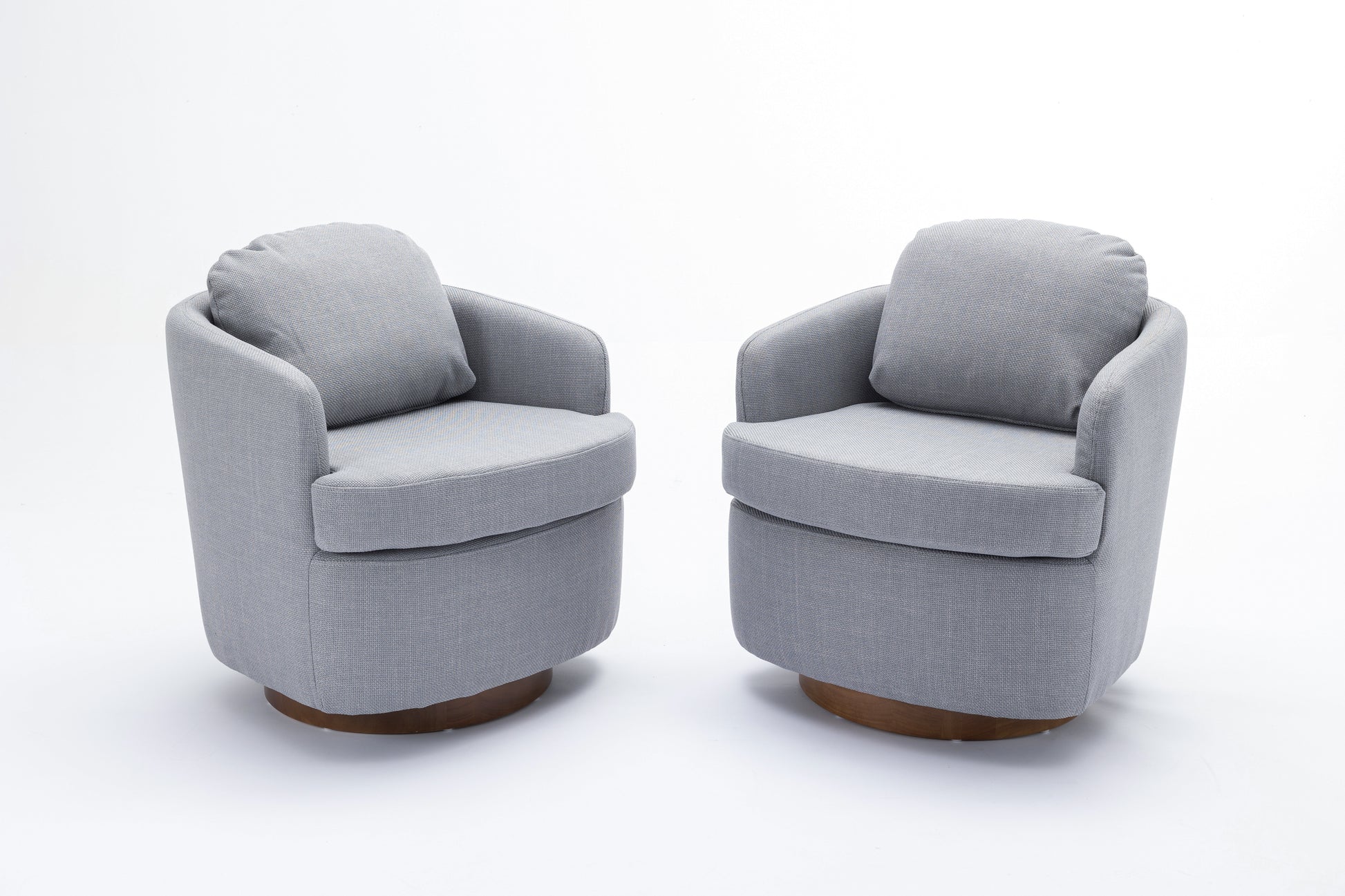 035 Linen Fabric Swivel Accent Chair With Soild Wood Round Brown Base Leg,Light Blue Light Blue Brown Primary Living Space Modern Eucalyptus Foam Linen