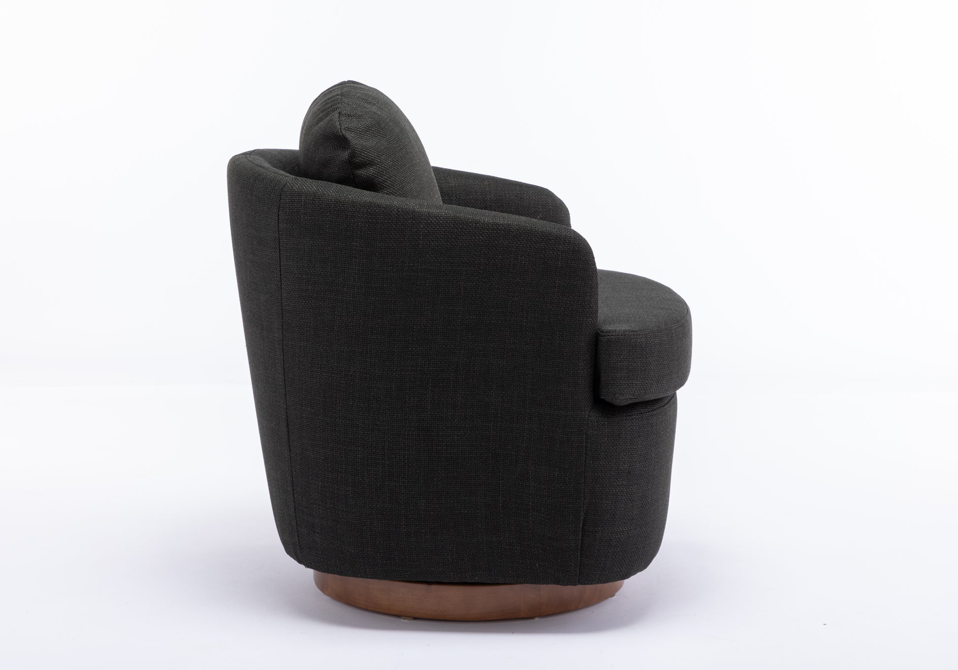 035 Linen Fabric Swivel Accent Chair With Soild Wood Round Brown Base Leg,Dark Gray Dark Gray Brown Primary Living Space Modern Eucalyptus Foam Linen