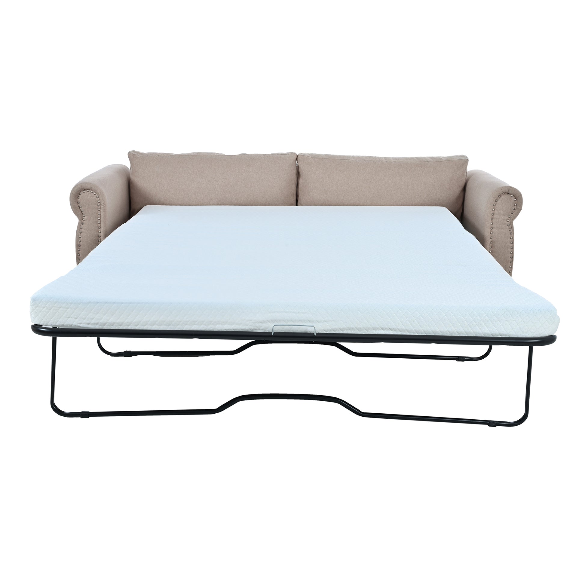 80.7'' 2 In 1 Sofa Bed Sleeper With Large Mattress 63''*70.9*3.3 Inch , For Living Room Spaces Bedroom Beige Polyester