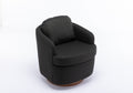 035 Linen Fabric Swivel Accent Chair With Soild Wood Round Brown Base Leg,Dark Gray Dark Gray Brown Primary Living Space Modern Eucalyptus Foam Linen