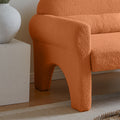 Modern Boucle Seat For Living Room Orange Foam 2 Seat