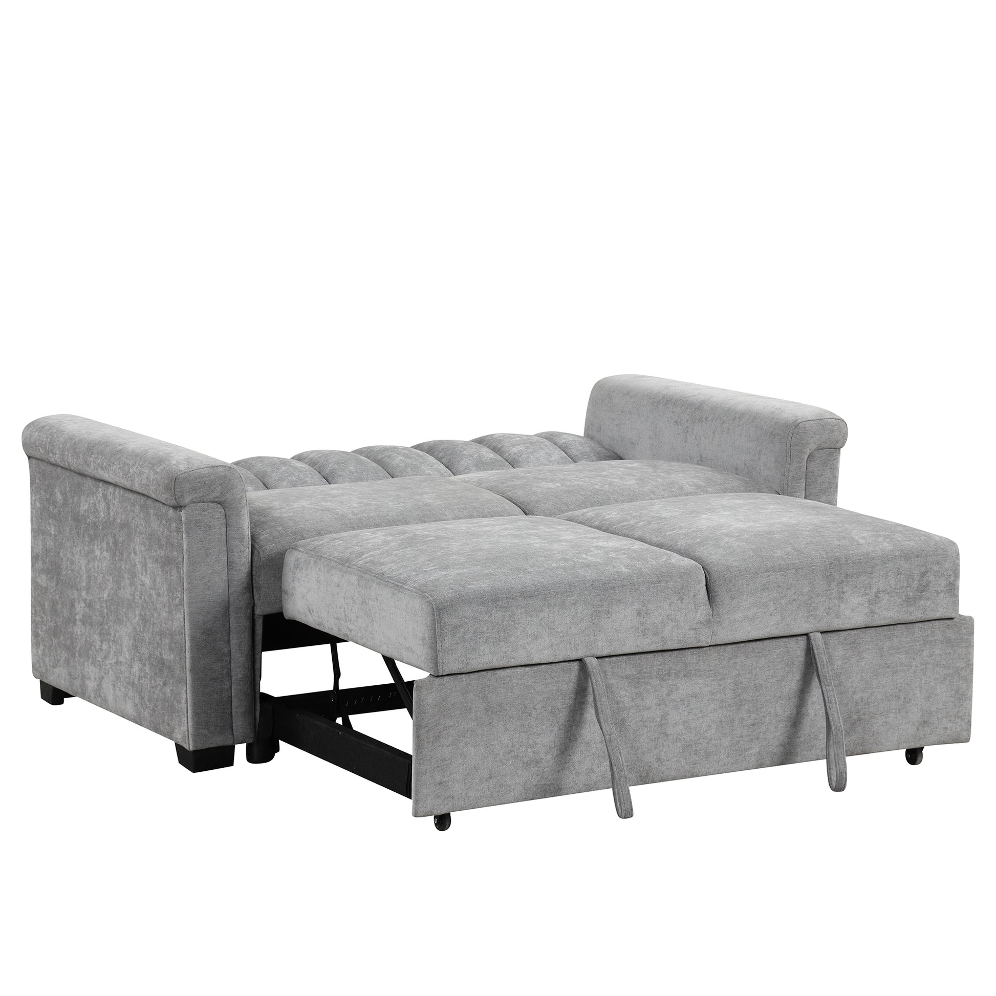 Convertible Soft Cushion Sofa Pull Bed ,For Two People To Sit On Gray Polyester
