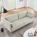 Modern Sofa 3 Seat Couch With Stainless Steel Trim And Metal Legs For Living Room, Linen Beige Beige Foam