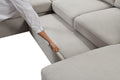 125'' Modern U Shaped 7 Seat Sectional Sofa Couch With Cabinet,Sofa Bed With Storage Chaise Pull Out Couch Bed For Living Room,Beige Light Brown Wood Primary Living Space Heavy Duty Eucalyptus 7 Seat Beige Polyester Soft Pillow Back Modern Square Arms
