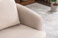 035 Linen Fabric Swivel Accent Chair With Soild Wood Round Brown Base Leg,Beige Beige Brown Primary Living Space Modern Eucalyptus Foam Linen