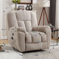 Power Lift Recliner Chair Recliners For Elderly With Heat And Massage Recliner Chair For Living Room With Infinite Position And Side Pocket,Usb Charge Port Beige Beige Soft Heavy Duty Cotton Wood Metal