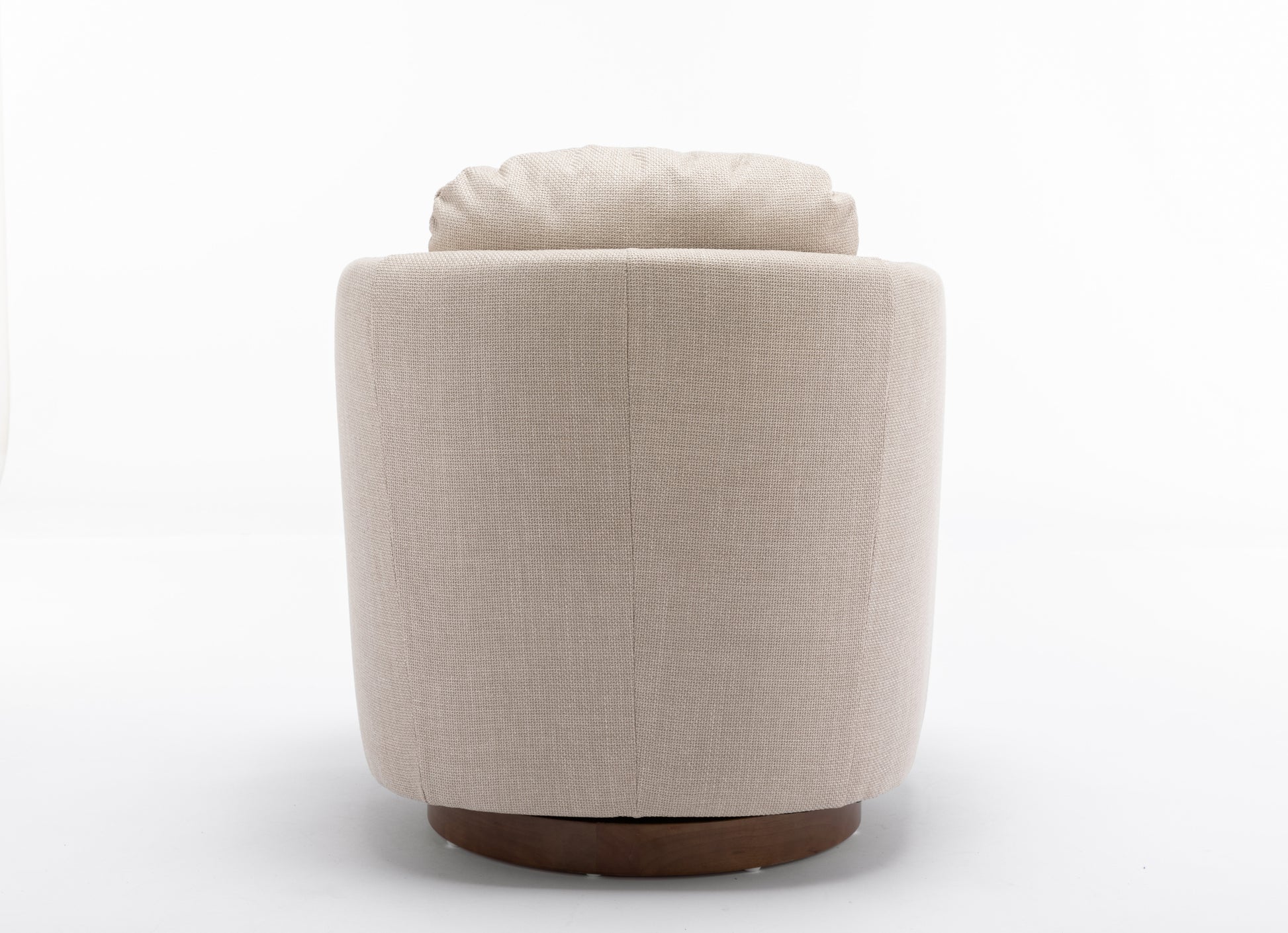 035 Linen Fabric Swivel Accent Chair With Soild Wood Round Brown Base Leg,Beige Beige Brown Primary Living Space Modern Eucalyptus Foam Linen