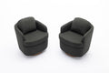 035 Linen Fabric Swivel Accent Chair With Soild Wood Round Brown Base Leg,Dark Gray Dark Gray Brown Primary Living Space Modern Eucalyptus Foam Linen