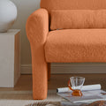 Modern Boucle Accent Chair With Lumbar Pillow For Living Room Orange Fabric 1 Seat