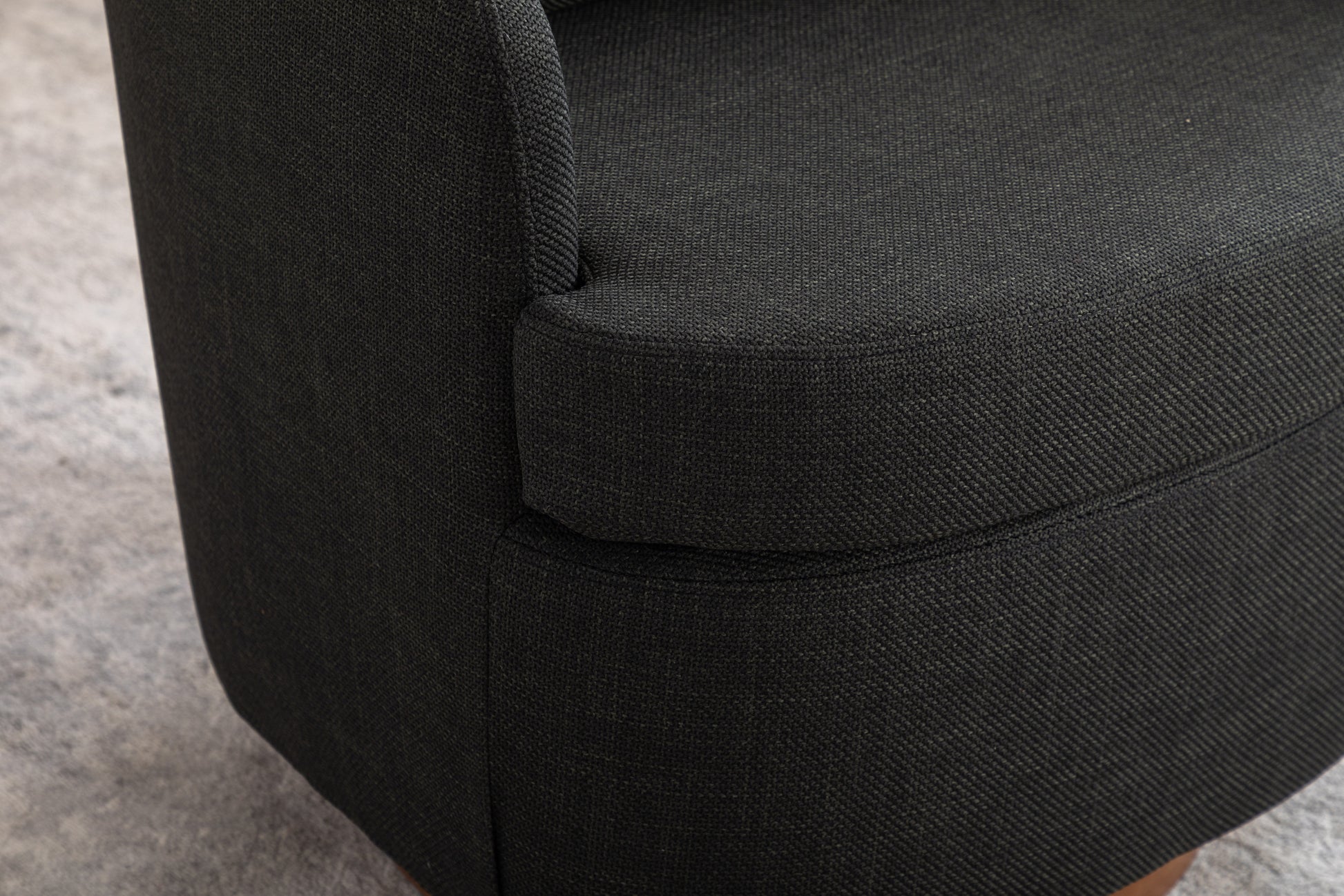 035 Linen Fabric Swivel Accent Chair With Soild Wood Round Brown Base Leg,Dark Gray Dark Gray Brown Primary Living Space Modern Eucalyptus Foam Linen