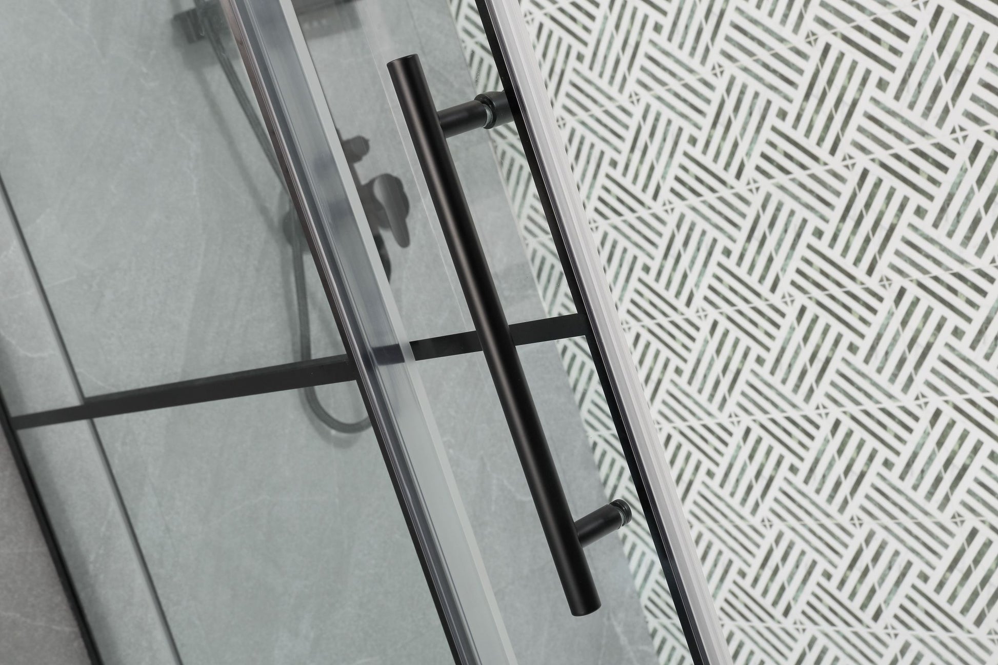 Frameless Glass Shower Door Adjustable 56 60 In.W Black Sliding Shower Door,Certified Thick Clear Clear Tempered Glass,304 Stainless Steel Hardware Matt Black Stainless Steel