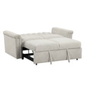 Convertible Soft Cushion Sofa Pull Bed ,For Two People To Sit On Beige Polyester