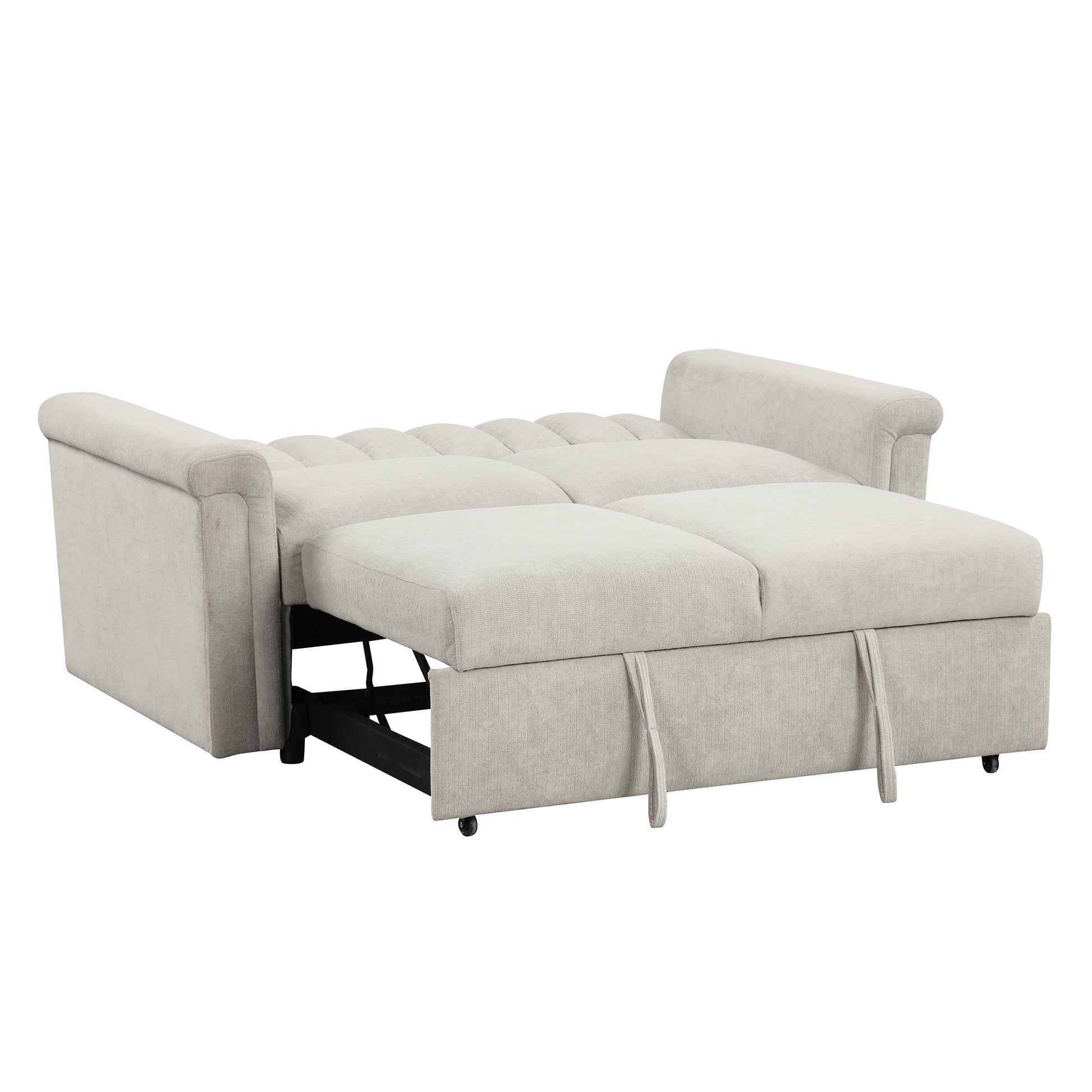Convertible Soft Cushion Sofa Pull Bed ,For Two People To Sit On Beige Polyester