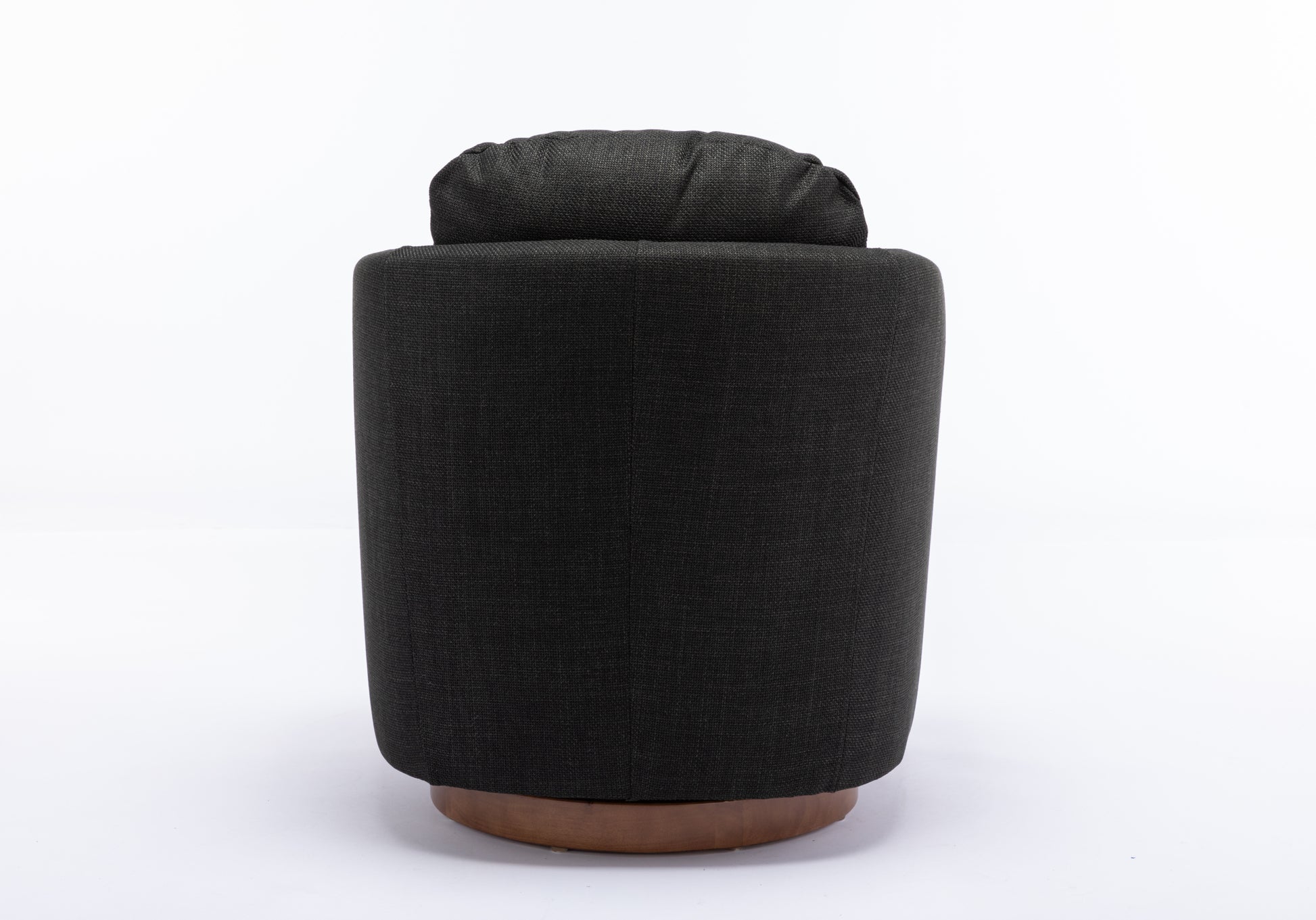 035 Linen Fabric Swivel Accent Chair With Soild Wood Round Brown Base Leg,Dark Gray Dark Gray Brown Primary Living Space Modern Eucalyptus Foam Linen