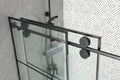 Frameless Glass Shower Door Adjustable 56 60 In.W Black Sliding Shower Door,Certified Thick Clear Clear Tempered Glass,304 Stainless Steel Hardware Matt Black Stainless Steel