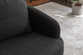 035 Linen Fabric Swivel Accent Chair With Soild Wood Round Brown Base Leg,Dark Gray Dark Gray Brown Primary Living Space Modern Eucalyptus Foam Linen