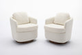 035 Boucle Fabric Swivel Accent Chair With Soild Wood Round Brown Base Leg,Ivory Ivory Brown Primary Living Space Modern Eucalyptus Foam Boucle