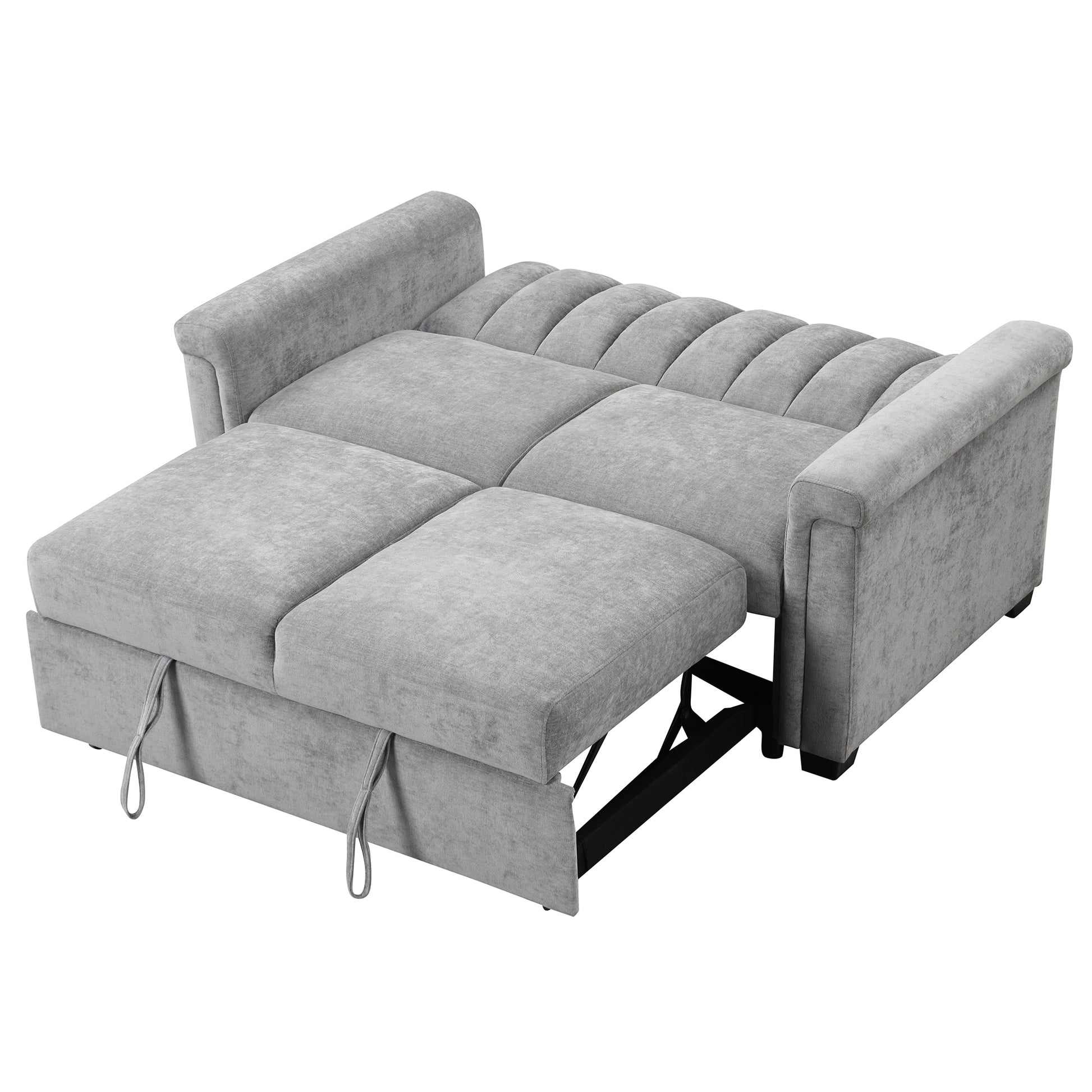 Convertible Soft Cushion Sofa Pull Bed ,For Two People To Sit On Gray Polyester
