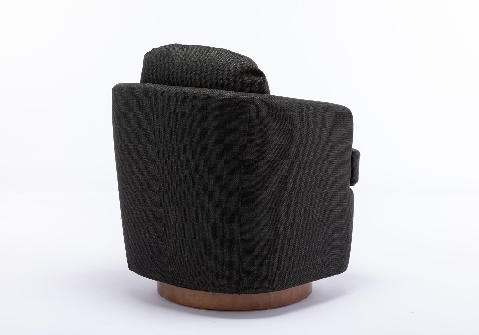 035 Linen Fabric Swivel Accent Chair With Soild Wood Round Brown Base Leg,Dark Gray Dark Gray Brown Primary Living Space Modern Eucalyptus Foam Linen