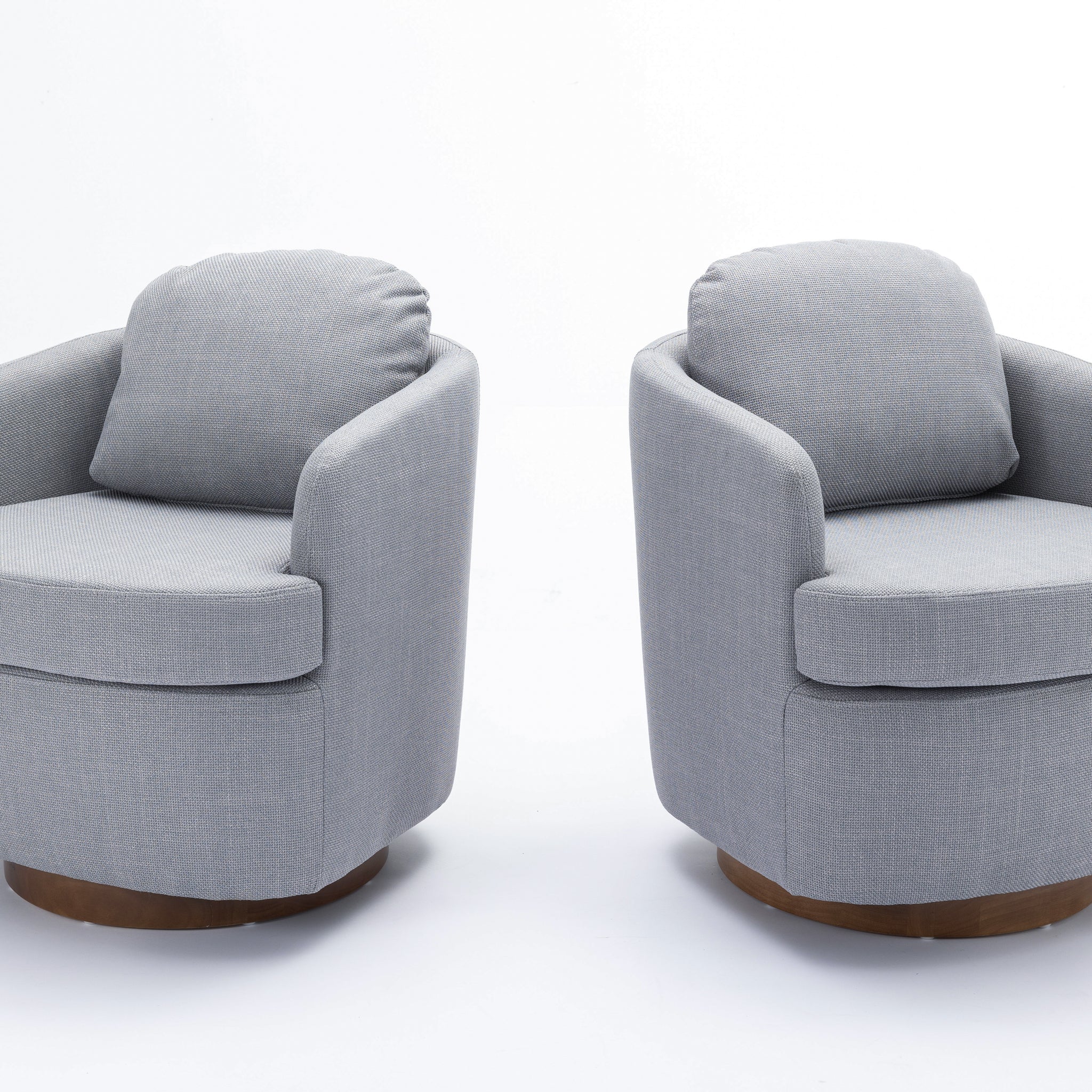 035 Linen Fabric Swivel Accent Chair With Soild Wood Round Brown Base Leg,Light Blue Light Blue Brown Primary Living Space Modern Eucalyptus Foam Linen