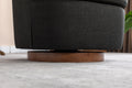 035 Linen Fabric Swivel Accent Chair With Soild Wood Round Brown Base Leg,Dark Gray Dark Gray Brown Primary Living Space Modern Eucalyptus Foam Linen