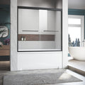 Sliding Glass Tub Door 56 60 In. W X 57 In. H, Matte Black Semi Frameless Double Bathtub Door, Certified Thick Clear Clear Tempered Glass, 304 Stainless Steel Handles. Matt Black Aluminum