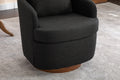 035 Linen Fabric Swivel Accent Chair With Soild Wood Round Brown Base Leg,Dark Gray Dark Gray Brown Primary Living Space Modern Eucalyptus Foam Linen