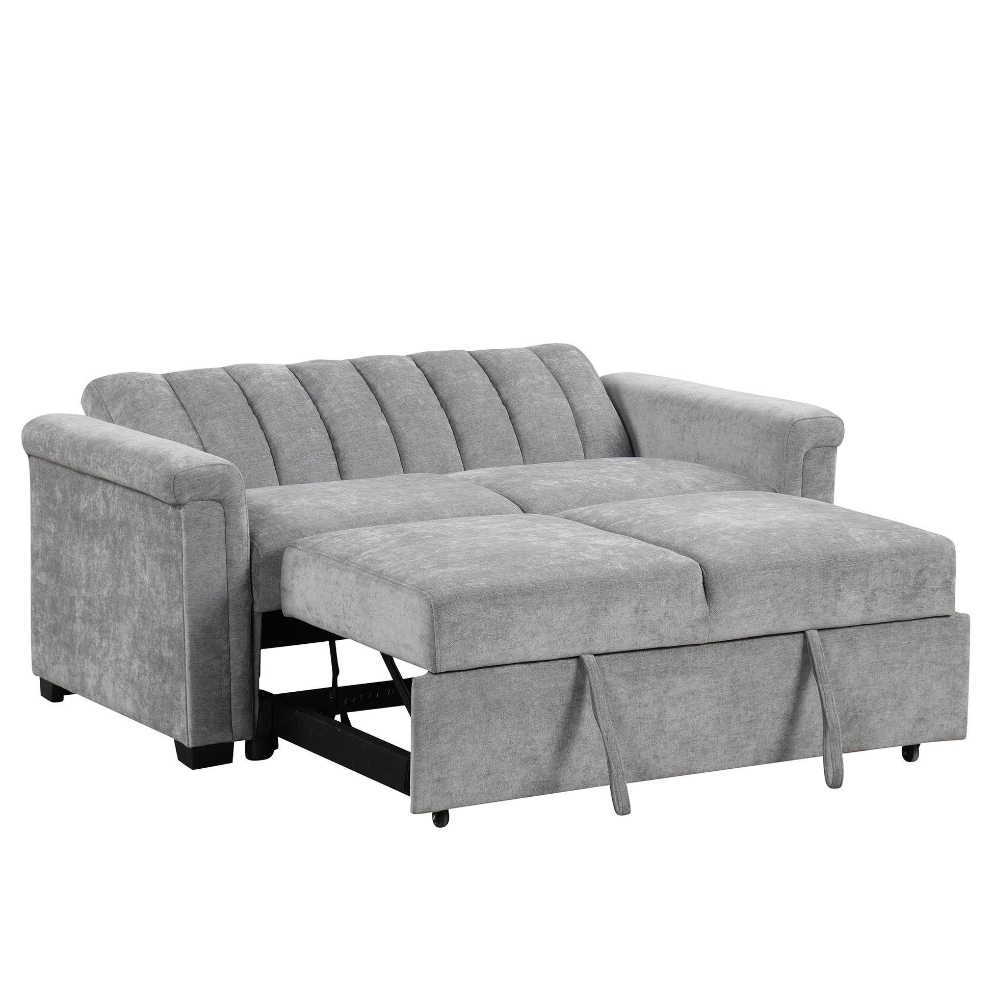 Convertible Soft Cushion Sofa Pull Bed ,For Two People To Sit On Gray Polyester