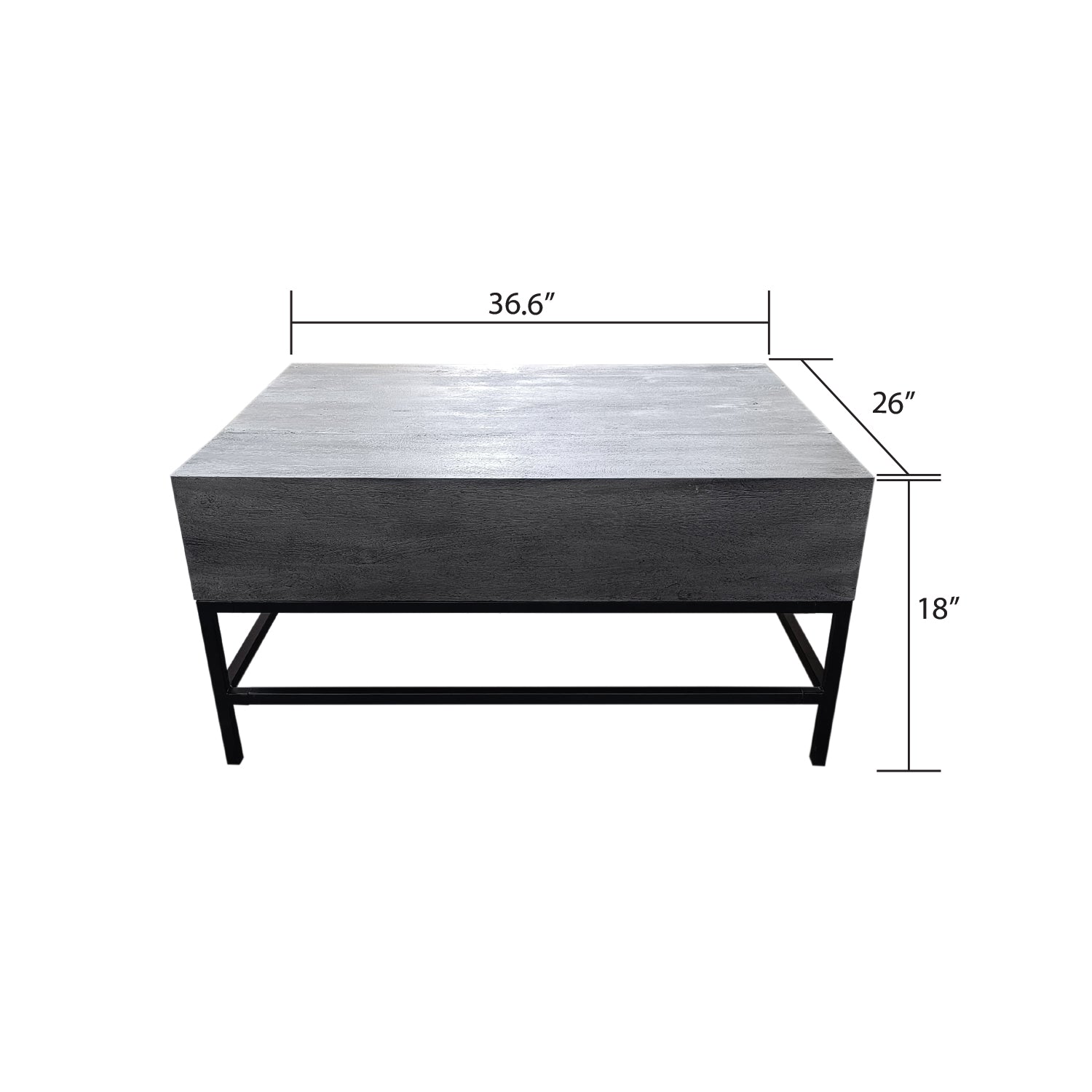 T1105 05 Gray Lift Top Coffee Table Grey Primary Living Space Contemporary,Modern Rectangular Open Storage Coffee & End Tables Metal & Wood Wood