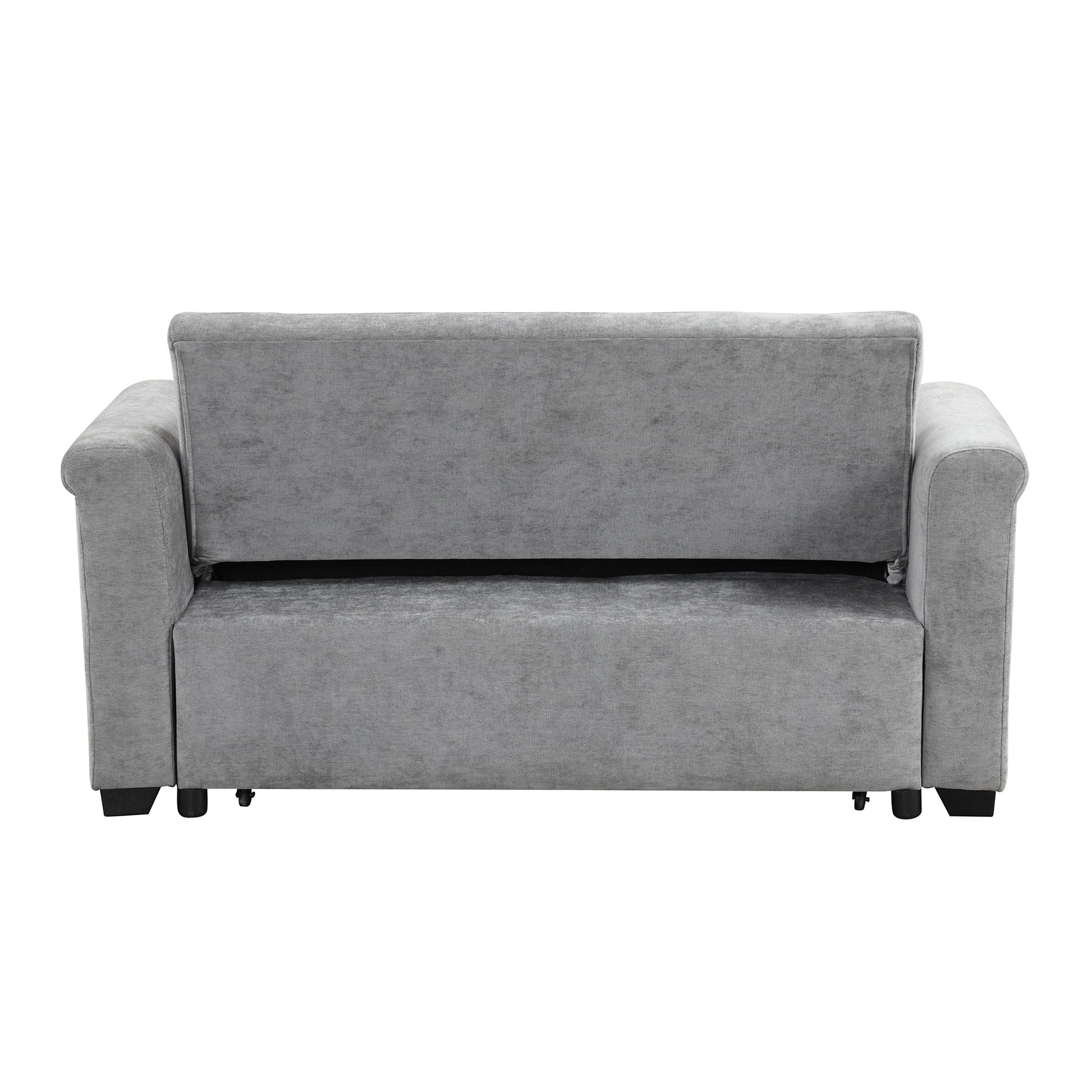 Convertible Soft Cushion Sofa Pull Bed ,For Two People To Sit On Gray Polyester