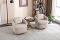 035 Linen Fabric Swivel Accent Chair With Soild Wood Round Brown Base Leg,Beige Beige Brown Primary Living Space Modern Eucalyptus Foam Linen