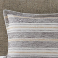 Oversized Chenille Jacquard Striped Comforter Set With Euro Shams And Throw Pillows Charcoal Cotton
